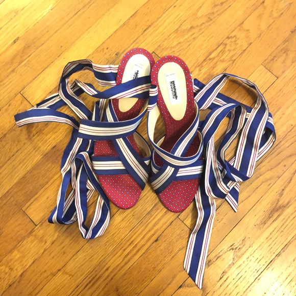 Moschino Runway Grosgrain Ribbon Ankle Tie Sandal - Picture 4 of 5